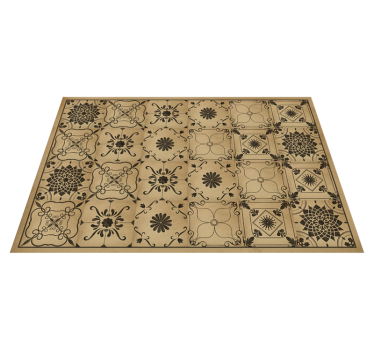 CLASSIC FLORAL MOTIF stone effect vinyl rug - TenStickers