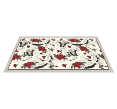 Calming earth tones bird pattern flower rug - TenStickers