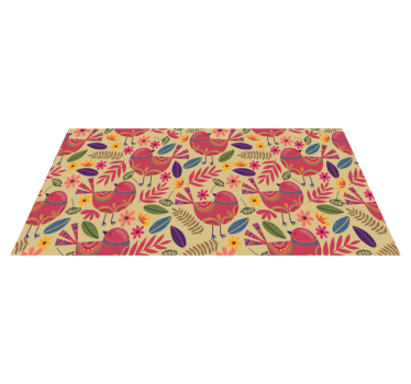 Colorful birds folk art pattern flower rug - TenStickers