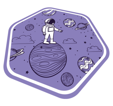 Astronaut draw with planets bedroom carpet - TenStickers