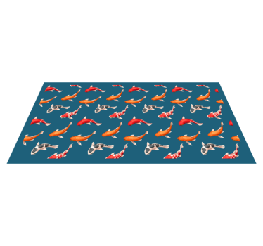 Koi fish pattern blue background bathroom vinyl flooring - TenStickers