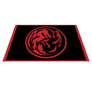 Black and Red Dragon Yin Yang rectangular vinyl rug - TenStickers