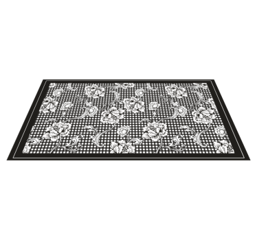 Black and white vintage gingham pattern entrance hall rug - TenStickers