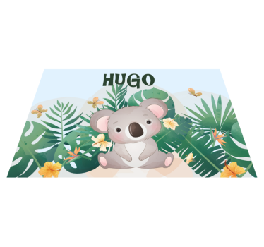 Cute koala for boy with name baby mat - TenStickers
