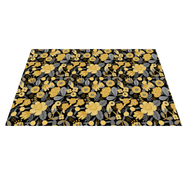 Golden polish folklore pattern flower rug - TenStickers