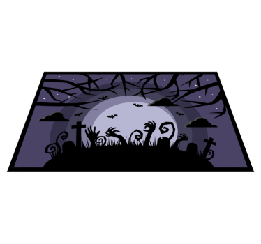 Spooky graveyard with the moon behind it halloween mats - TenStickers