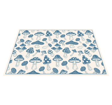 Light blue mushrooms with white background flower rug - TenStickers
