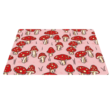 Red classic mushrooms pink background flower rug - TenStickers