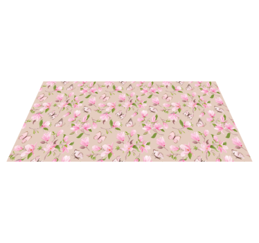 Pink magnolia and butterfly design  flower rug - TenStickers