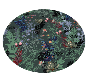 Dark Leaves pattern flower rug - TenStickers