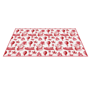 Exotic Red Animal Illustrations vintage vinyl rug - TenStickers