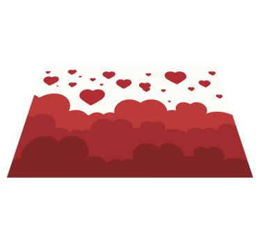 Red heart cloud pattern bedroom vinyl rug - TenStickers
