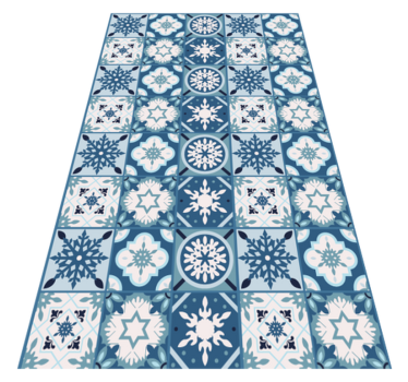 Blue snowflake tiles design festive vinyl floor carpet - TenStickers