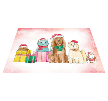 Cat and dog animal festive design vinyl floor carpet - TenStickers