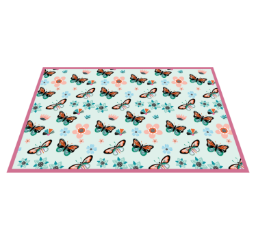 Flowers and butterflies bedroom rug - TenStickers