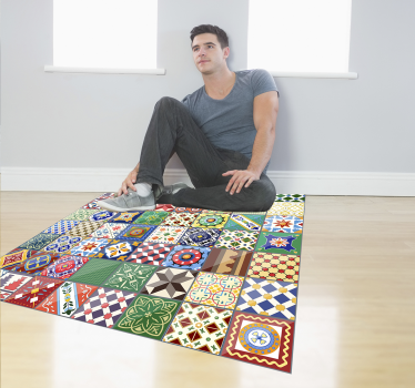 squared colorful vinyl carpet - TenStickers