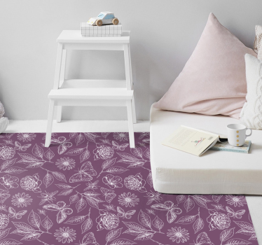 Vintage botanical pattern living room rug - TenStickers