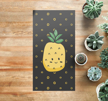 Vinyl rug pineapple with leaves flower rug - TenStickers
