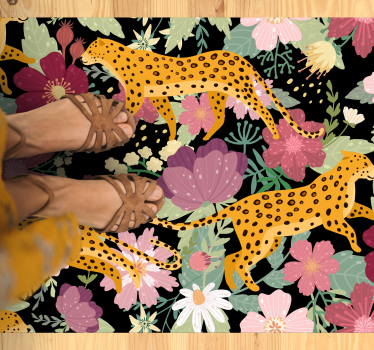 Leopard print flowers animal print carpet - TenStickers