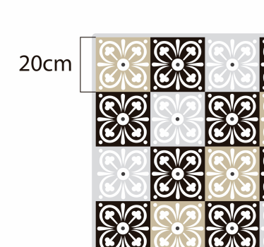 Black white and beige tile kitchen vinyl rug - TenStickers