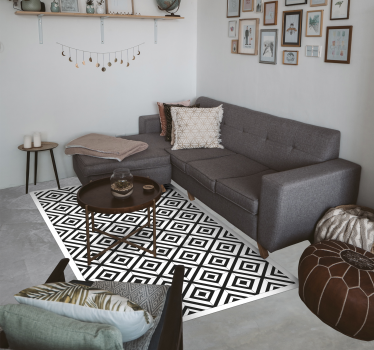 Black and white diagonal lines tile mat - TenStickers