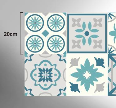 Eclectic turquoise vinyl kitchen rug - TenStickers