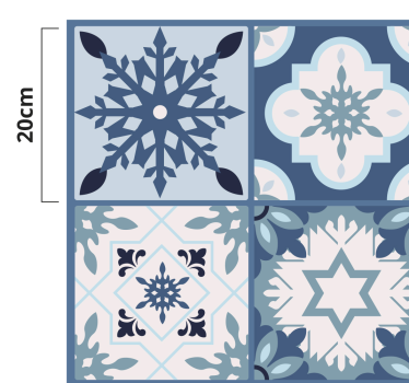 Blue snowflake tiles design festive vinyl floor carpet - TenStickers