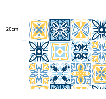 Blue Yellow Tiles mosaic vinyl rug - TenStickers