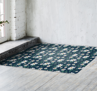 70's daisy flower living room rug - TenStickers