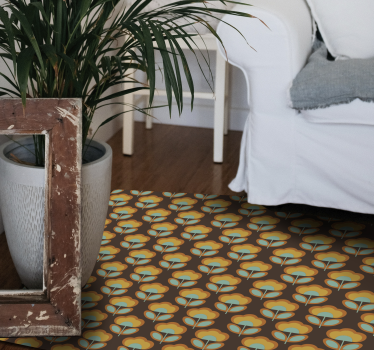 70s flowers with leaves flower rug - TenStickers