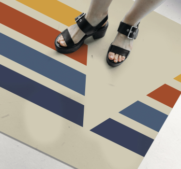 70s pop rainbow tan stripes retro rug - TenStickers