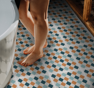 Abstract geometric tiles bathroom vinyl rug - TenStickers
