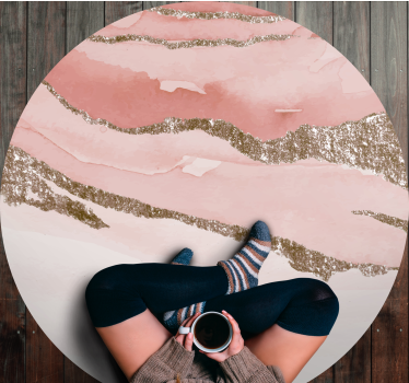 Abstract Textured Circular Design pink vinyl rug - TenStickers