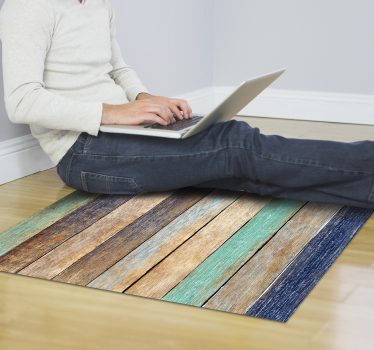 aged colored wood vinyl rug - TenStickers