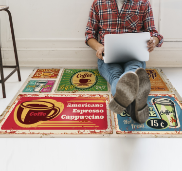 Amercian coffee vintage vinyl carpet - TenStickers