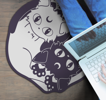 Anime Cat Yin Yang vinyl carpet - TenStickers