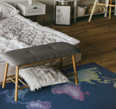 Artistic colorful blue background vinyl map rug - TenStickers