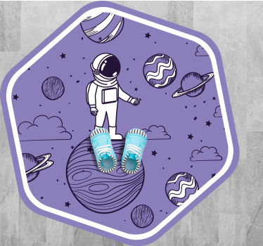 Astronaut draw with planets bedroom carpet - TenStickers