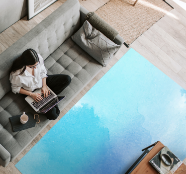 Baby blue cement stone flooring - TenStickers