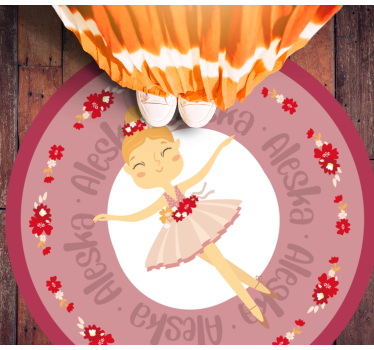Ballet dance with name vinyl rug - TenStickers