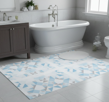 Bathroom vinyl rug in vintage blue grey tiles - TenStickers