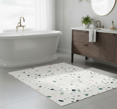 Bathroom vinyl rug in white terrazzo design - TenStickers