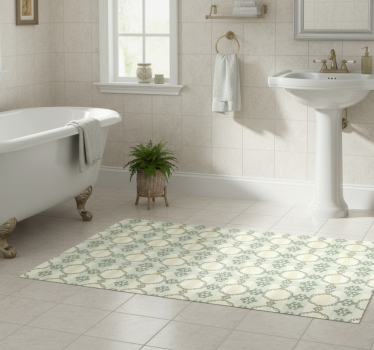 Bathroom vinyl rug with vintage french striped floral - TenStickers