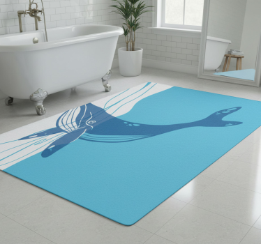 Bathroom vinyl rug with whale shower screen decals - TenStickers