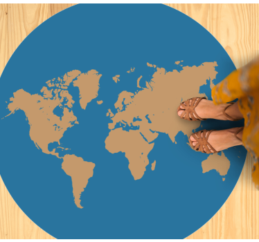 Beautiful earth with blue oceans vinyl map rug - TenStickers