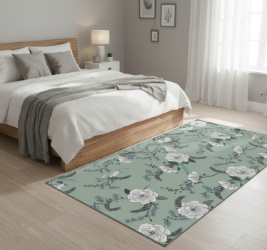 Bedroom vinyl rug beautiful white magnolia tree - TenStickers