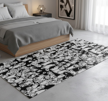 Bedroom vinyl rug black and white spray cans - TenStickers