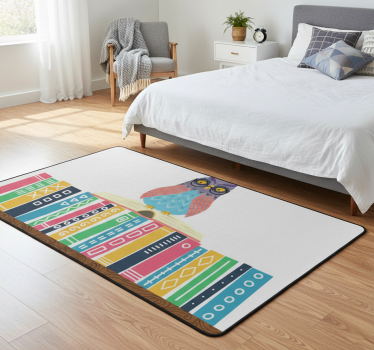 Bedroom vinyl rug cartoon owl with glasses - TenStickers