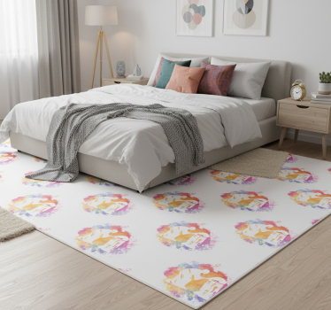 Bedroom vinyl rug cosmic girl vibrant collage design - TenStickers