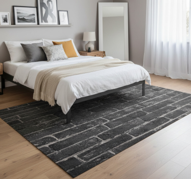Bedroom vinyl rug grey stone brick wall design - TenStickers